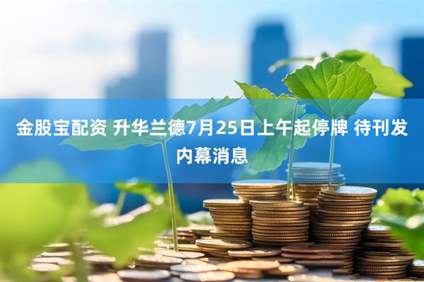 金股宝配资 升华兰德7月25日上午起停牌 待刊发内幕消息