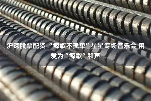 沪深股票配资 “鲸歌不孤单”星星专场音乐会 用爱为“鲸歌”和声