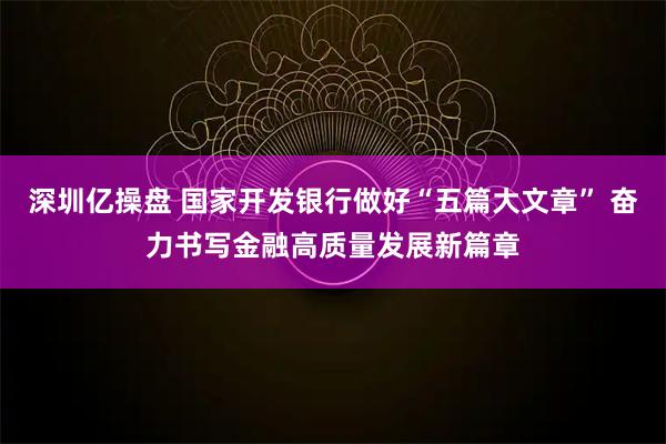 深圳亿操盘 国家开发银行做好“五篇大文章” 奋力书写金融高质量发展新篇章