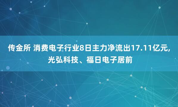 传金所 消费电子行业8日主力净流出17.11亿元, 光弘科技、福日电子居前